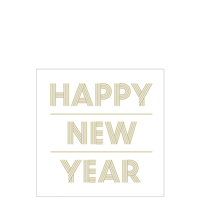 J-Line servet NYE - papier - wit|goud - large - 9 pakken van 20