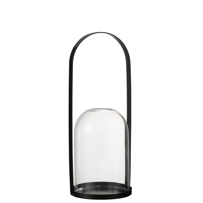 J-Line windlicht Rond - metaal|glas - zwart - large