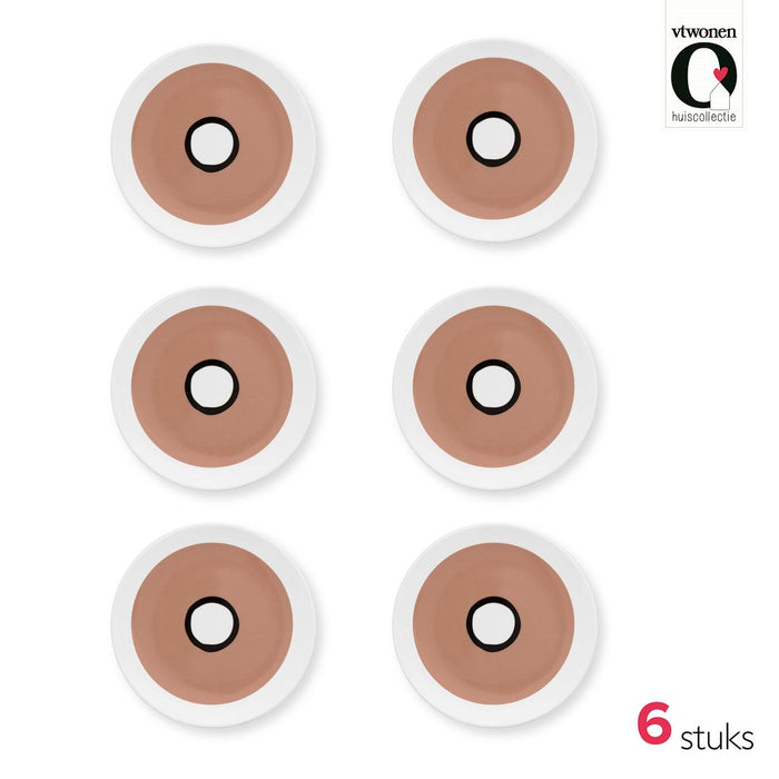 vtwonen Petit Four Bordjes - Circles - Roze - Set van 6