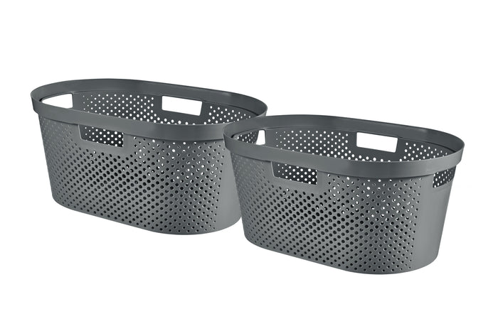Curver Infinity Recycled Wasmand - 40L - 2 stuks - Grijs