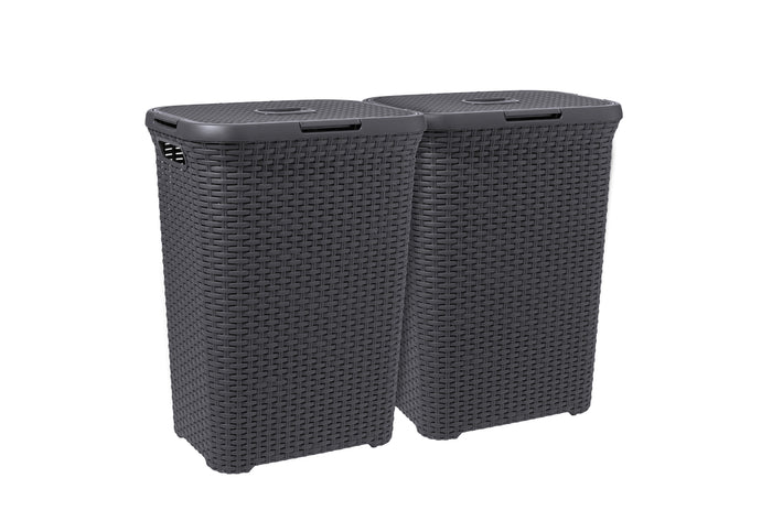 Curver Style Wasmand met Deksel - 60L - 2 stuks - Antraciet