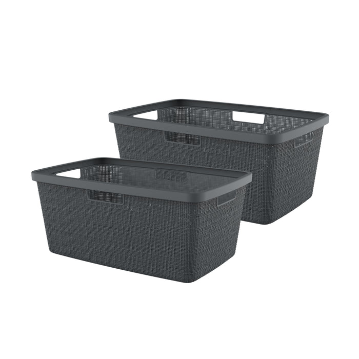 Curver Jute Wasmand 46L - 2 stuks - Donkergrijs