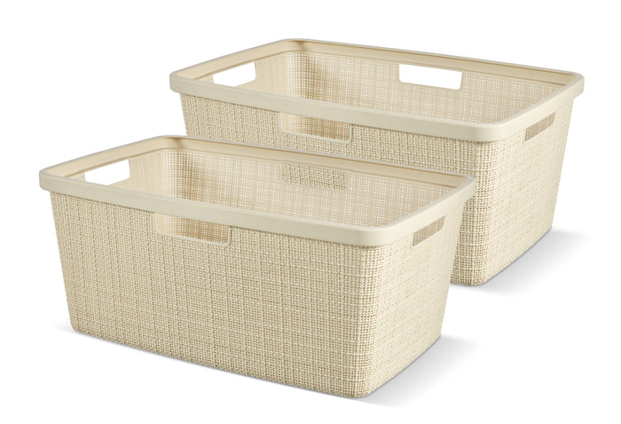 Curver Jute Wasmand 46L - 2 stuks - Gebroken Wit