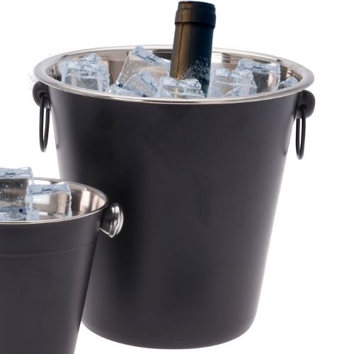 Champagne Wijn koeler – RVS – Zwart – Ø 22 X H21 CM
