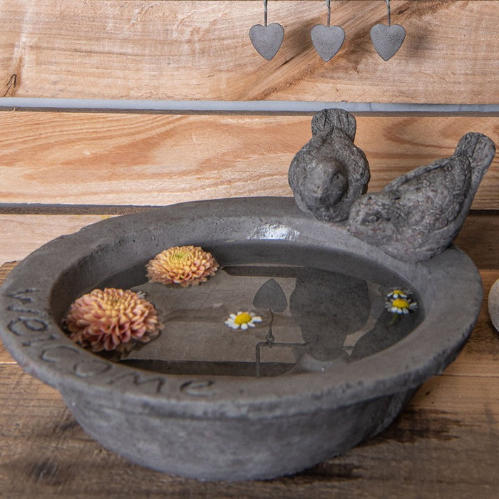 Clayre & Eef Vogelbad Grijs Aardewerk