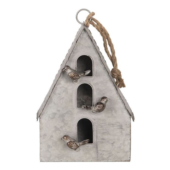 Clayre & Eef Vogelhuis 20x10x29 cm Grijs Ijzer Vogelhuisje Hangend