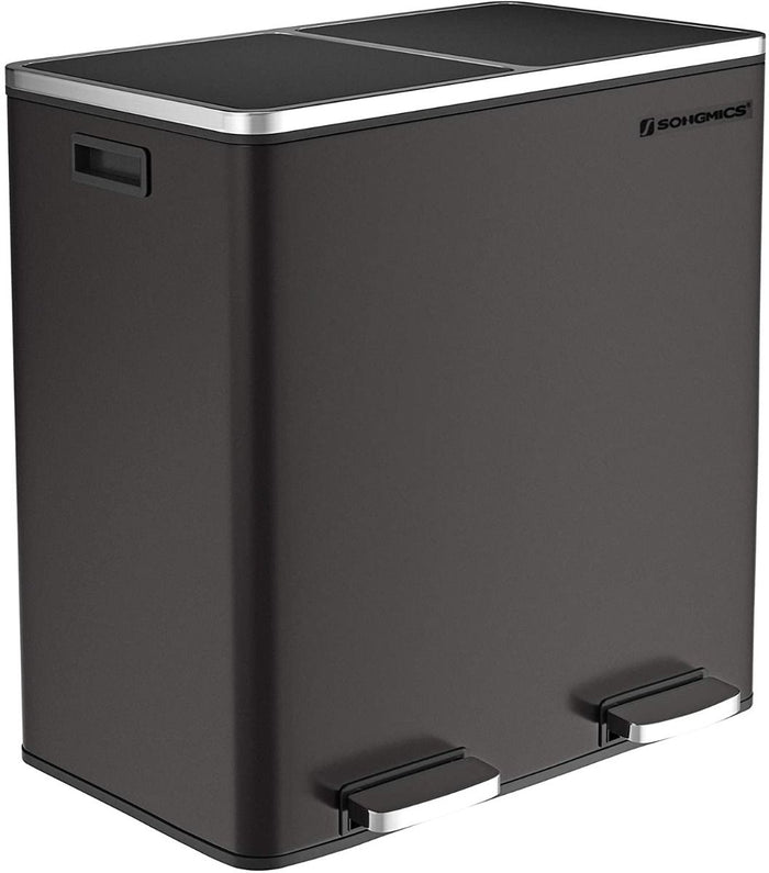 Hoppa! | Afvalbak | 60L | Zwart | RVS