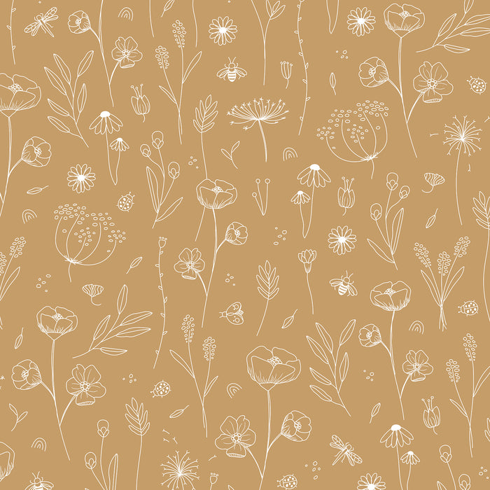 Little Dutch Wild Flowers Ochre Behang Kinderkamer - Bloemen -