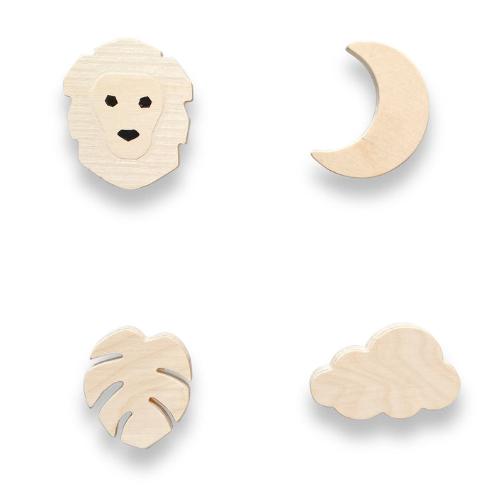 Houten wandhaken kinderkamer | Jungle - blank