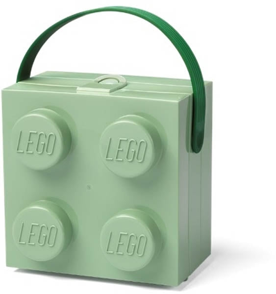 LEGO - Set van 2 - Lunchbox Brick 4 met handvat, Zandgroen - LEGO