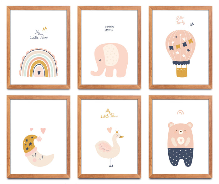 Happy Walls - Babykamer Posters - Set van 6 Meisjes