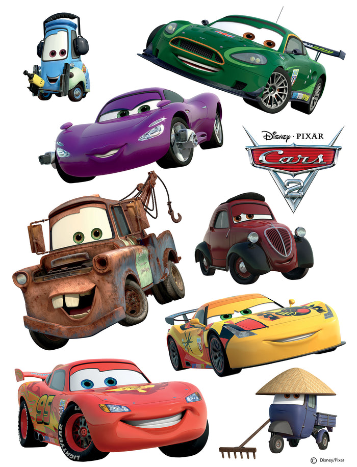 Disney muursticker Cars rood, geel en groen - 65 x 85 cm - 600205