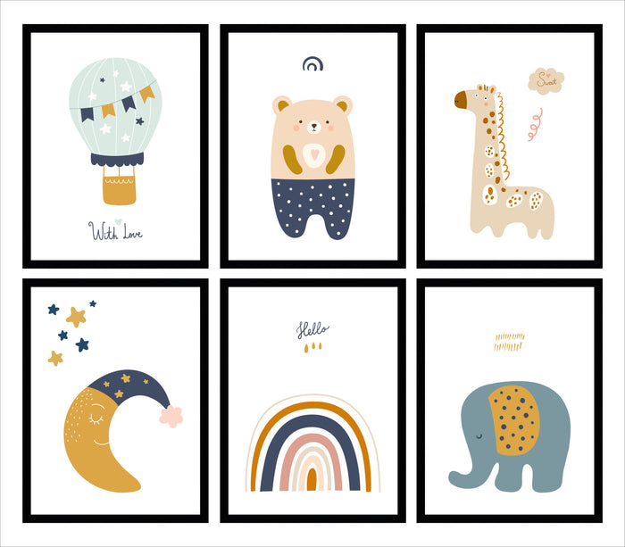 Happy Walls - Babykamer Posters - Set van 6 Unisex