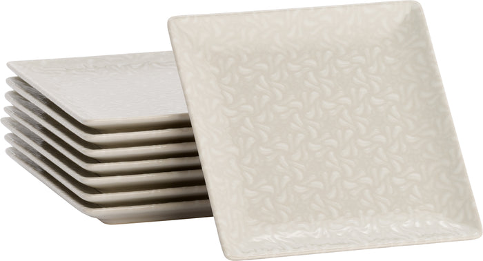 Lite-Body Hermes Gebaksbordjes - Set van 8 stuks - Ø16 cm - Wit Relief