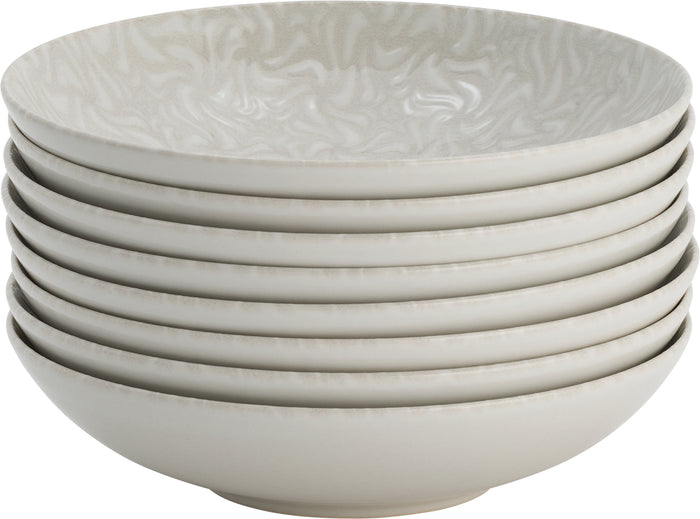 Lite-Body Hermes Pastabord - Set van 8 stuks - Ø 21 cm - Wit Relief