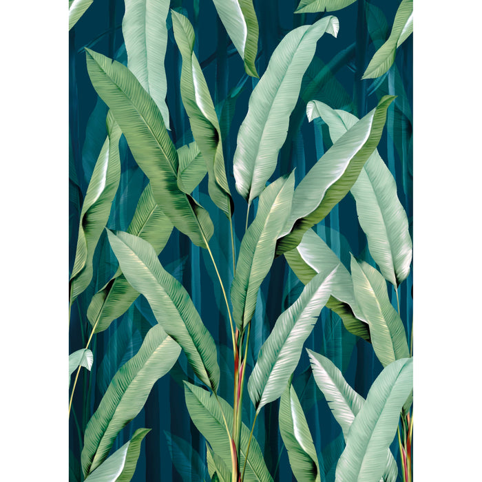 Art for the Home |Leaves Green Fotobehang blauw|groen 280x200 cm