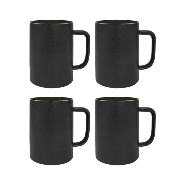 Krumble Mok met handvat - 400 ml - Keramiek - Zwart - set van 4