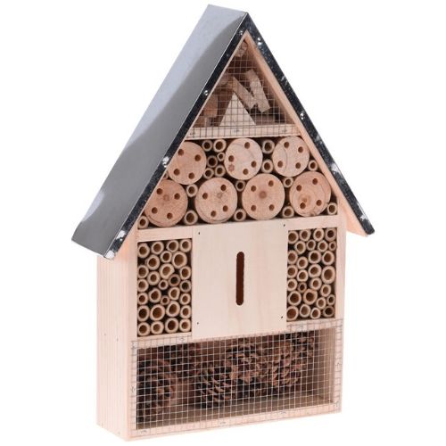 Orange85 Insectenhotel Metalen dak Bijenhotel Hout Bruin Metaal
