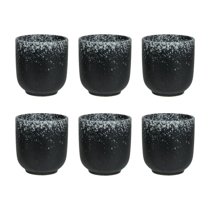 Krumble Koffie mok - 200 ml - Keramiek - Zwart met wit - Set van 6