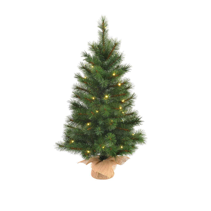 Black box led kunstkerstboompje met jute lawson fir - 60x40 groen