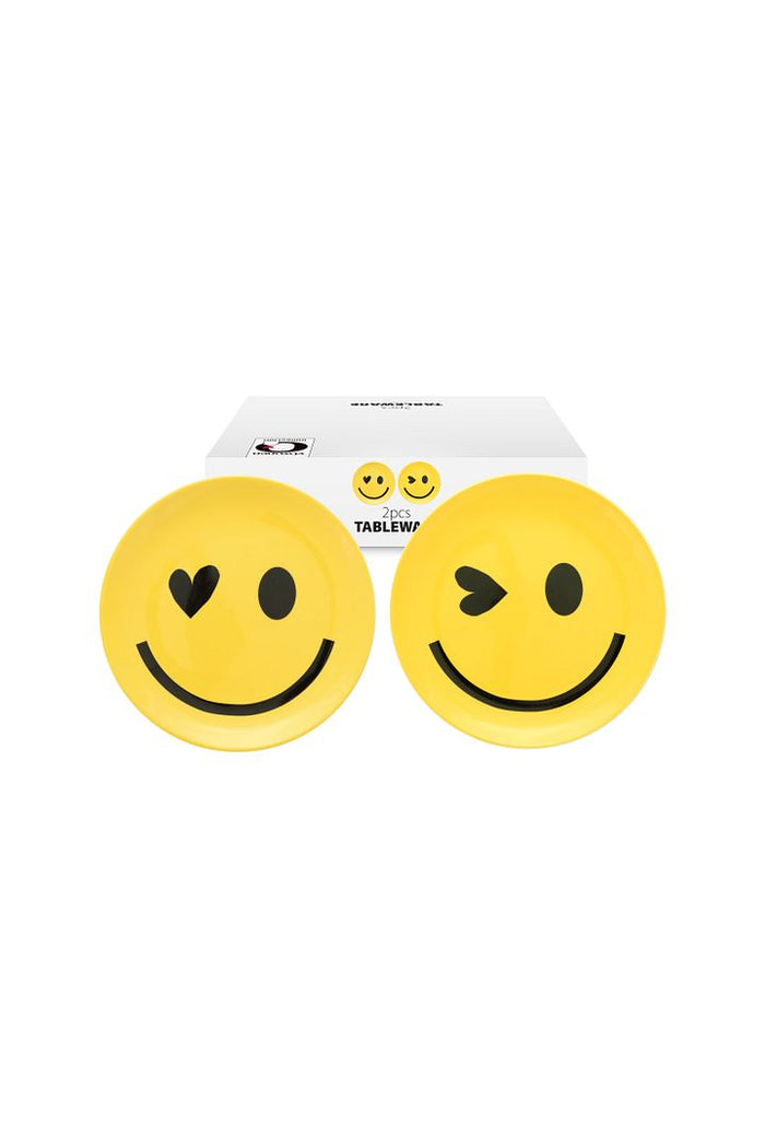 vtwonen Ontbijtbordjes - Smile - Set van 2 - Porselein - Ø 20cm