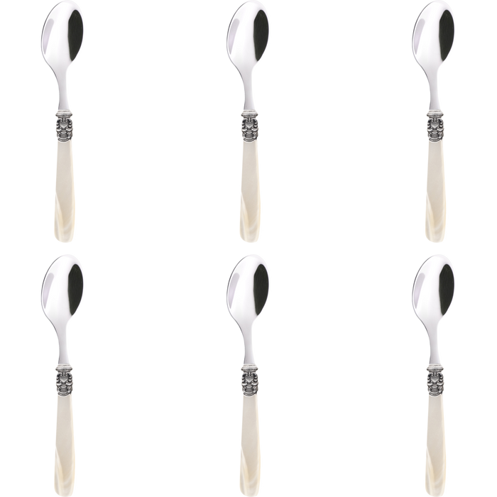 Eme Koffielepel Mona Lisa 14.4 cm 18|10 Zilver Offwhite 6 stuks