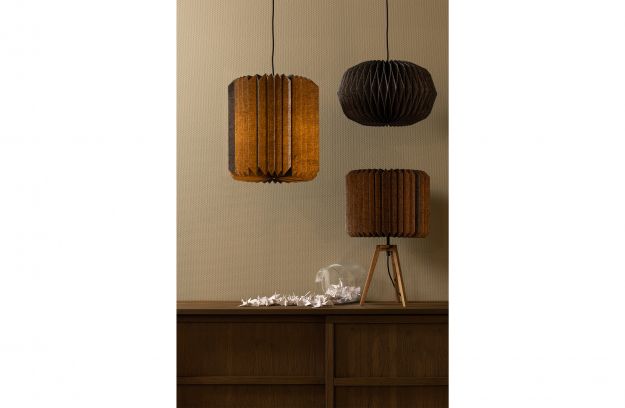 WOOOD Hanglamp Bones - Papier - Naturel|Zwart - 40x44x44