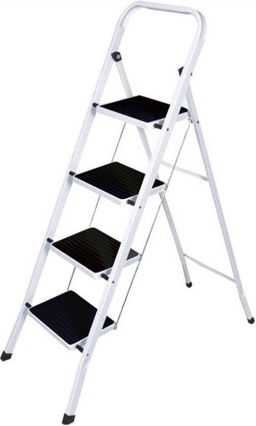 Benson Huishoudtrap 4 treden - Anti slip - 47 x 90 x 117 cm - Wit