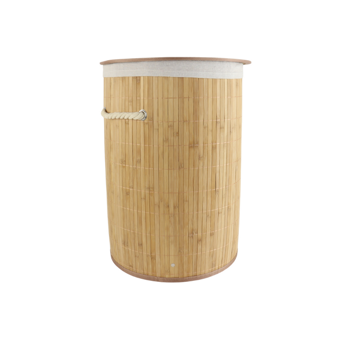 MARBEAUX Wasmand met Deksel Rond Bamboe 48 liter Bruin 35x50 cm Was...