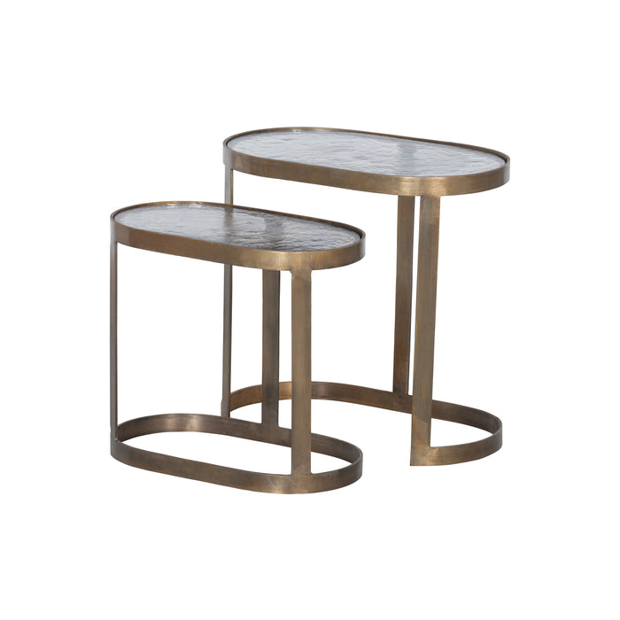 WOOOD Clean Bijzettafels - Metaal|Glas - Brass - Set van 2