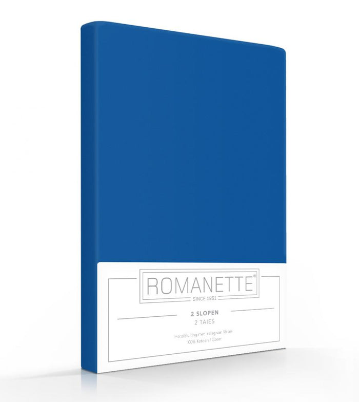 Romanette Kussensloop Hotelsluiting Romanette Katoen kobalt blauw