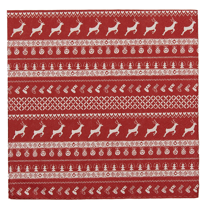Clayre & Eef Servetten Papier Set van 20 33x33 cm (20) Rood Papier