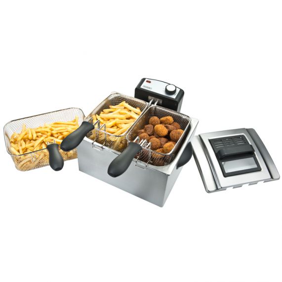 Bourgini Friteuse Extra Large - Triple - 5.0L - frituurpan