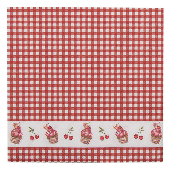 Clayre & Eef Servetten Papier Set van 20 33x33 cm (20) Rood Wit