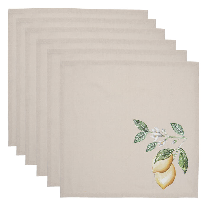 Clayre & Eef Servetten Katoen Set van 6 40x40 cm Beige Geel Katoen