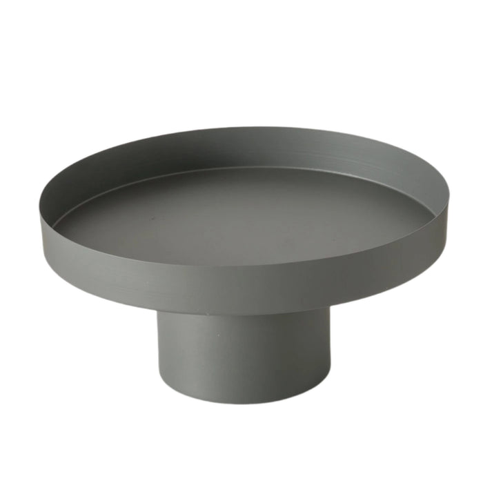 CASA DI ELTURO Decoratief Tray op voet – Grijs – Metaal – Ø 25 x H 12