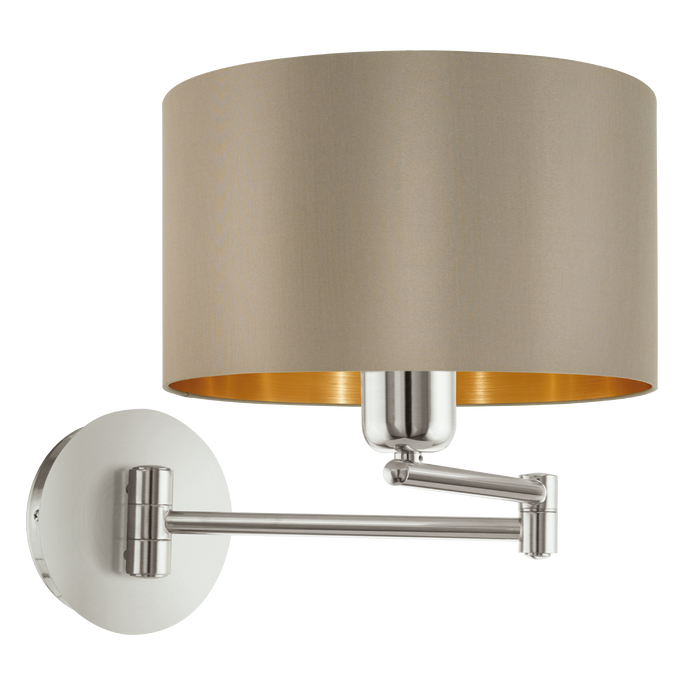 EGLO Maserlo - Wandlamp - 1 Lichts - ø23cm - Nikkel-Mat - Taupe - Goud