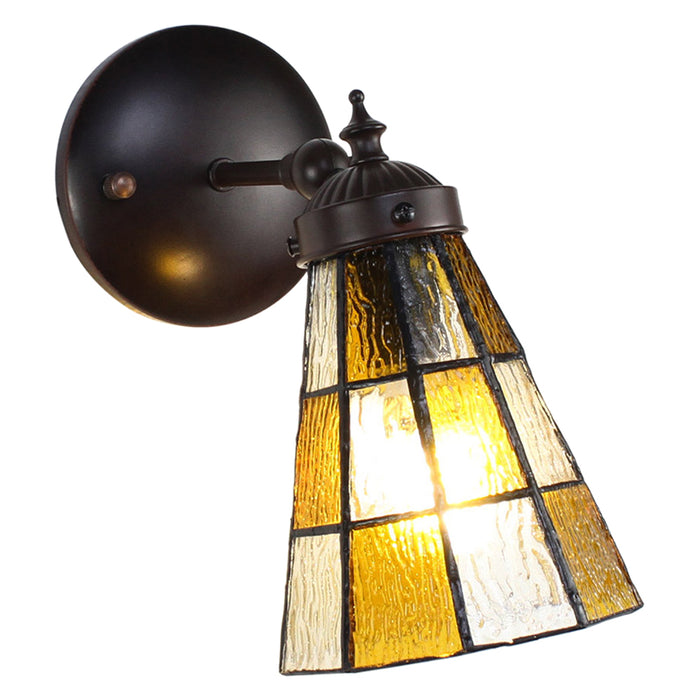 Clayre & Eef Wandlamp Tiffany 17x12x23 cm Bruin Glas Metaal Muurlamp