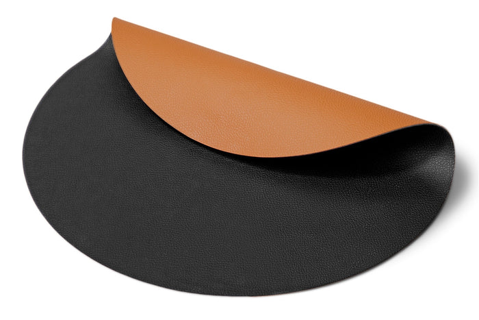 Jay Hill Placemat Leer - Cognac | Zwart - dubbelzijdig - ø 38 cm