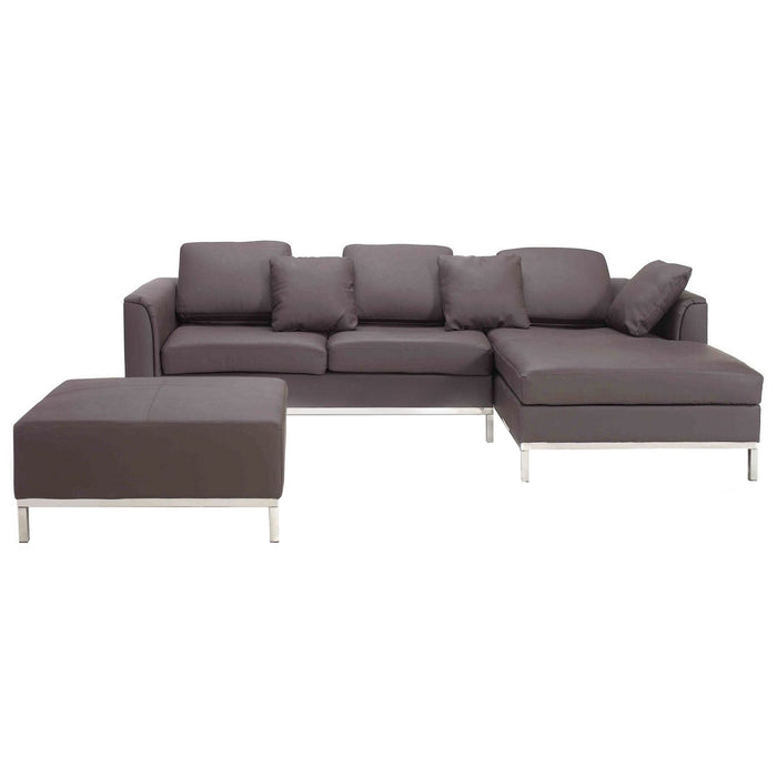 Beliani-OSLO-Hoekbank met ottomaan-Bruin-Linkerzijde-270 cm-Leer