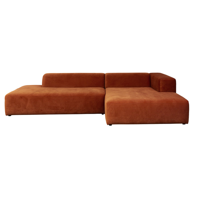 4x6SOFA Hoekbank rechts X6 velours roest