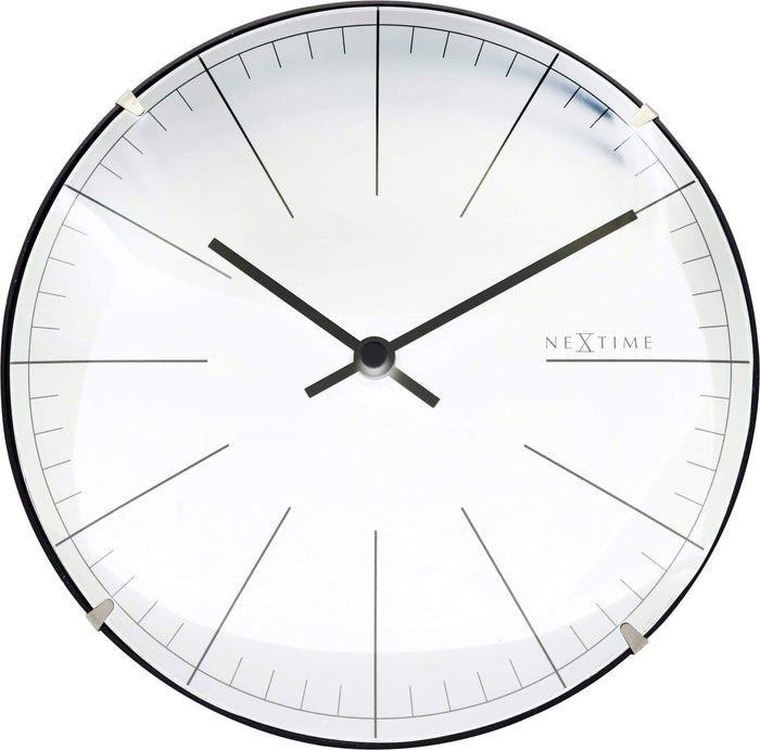 NeXtime - NeXtime - Wandklok|Tafelklok- 20cm- Glas- Wit- 'Big Stripe