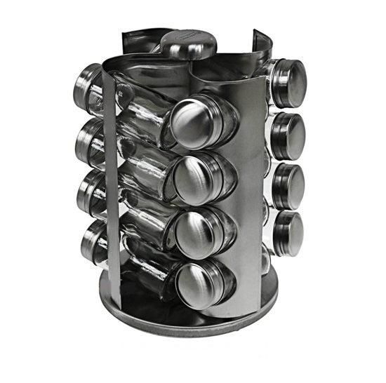 Edenberg Classic Line - Kruidenpotjes met Houder RVS - 16 potjes + rek