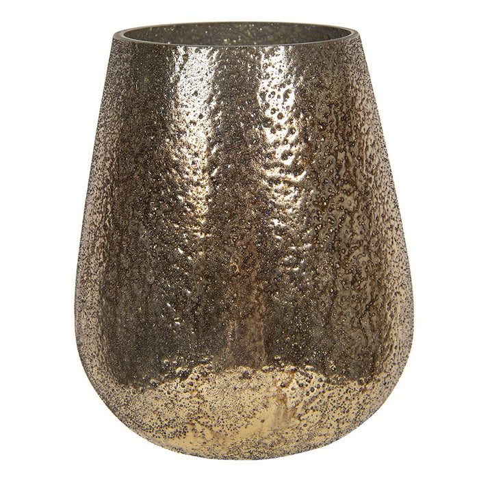 Clayre & Eef Theelichthouder Ø 16*18 cm Goudkleurig Glas Rond