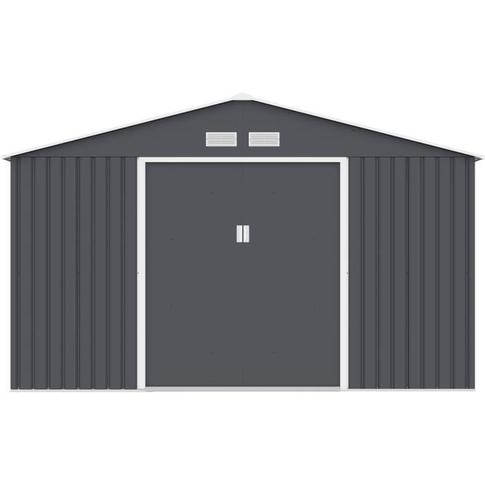 Cstore Metalen tuinhuisje 10,78 m2 - Inclusief verankeringsset - Grijs