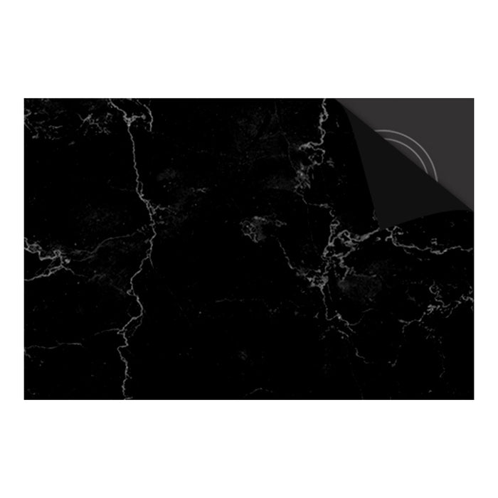 Inductie Beschermer - Exclusief - Marmer Zwart Print - 78x52cm