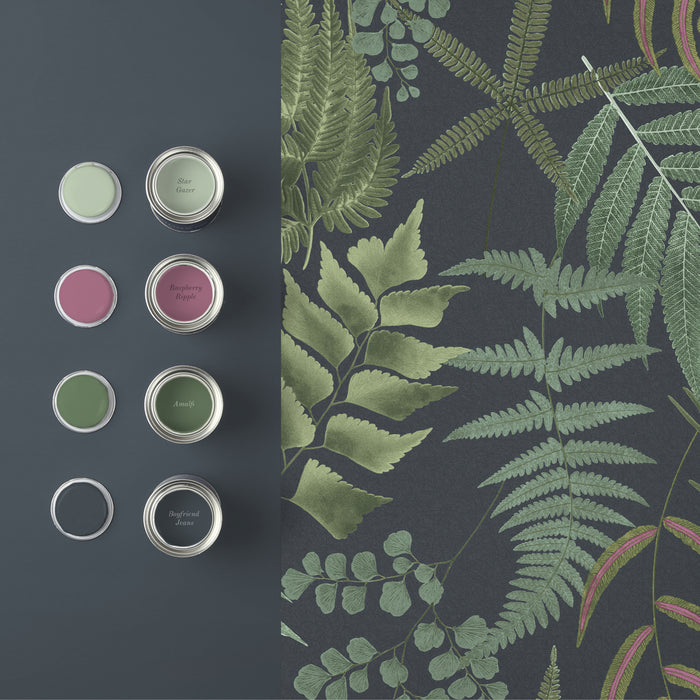 Graham & Brown vliesbehang Midsummer Fern Navy blauw