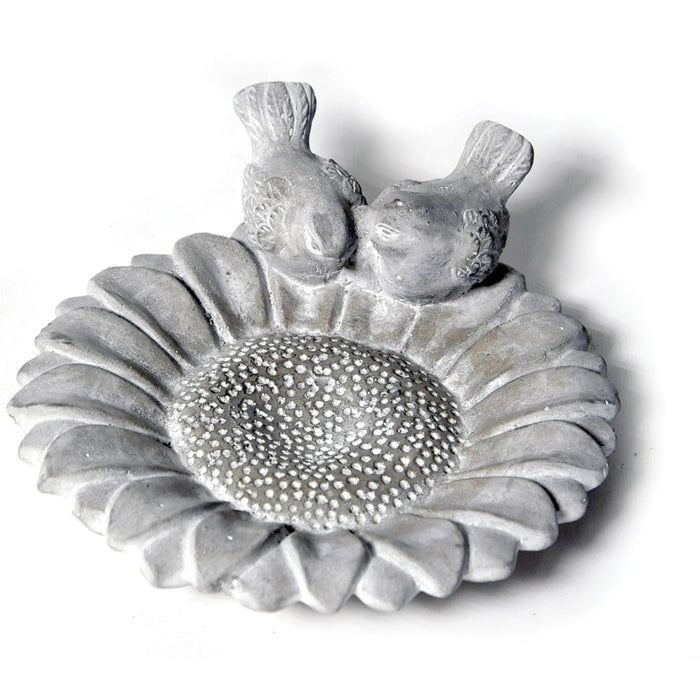 Mega CollectionsAA vogelbad|voederschaal - bloem - grijs - D23 cm