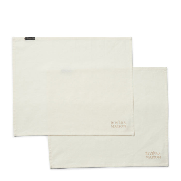 Riviera Maison Placeset Katoen Plain onderlegger - whisper white - Wit