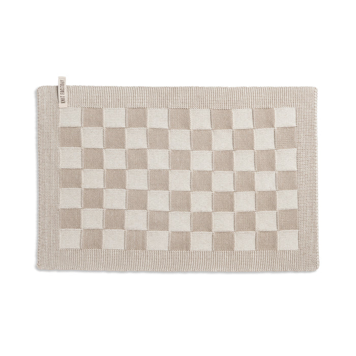 Knit Factory Gebreide Placemat Block - Ecru|Linnen - 50x30 cm